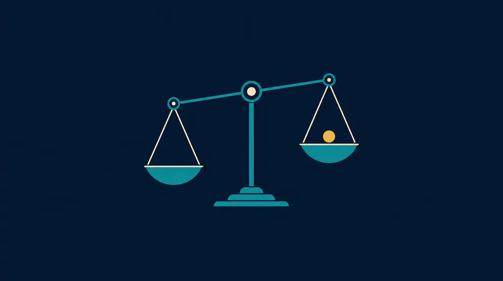 A balance scale with a gold marker on one side